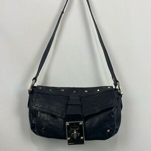 Valentino Black Rock Stud Leather Strap Bag